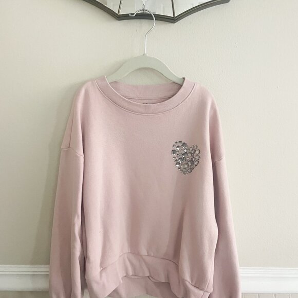 Gap Kids Pink Oversized Sweatshirt with Heart Rhinestone Detail - Picture 2 of 6